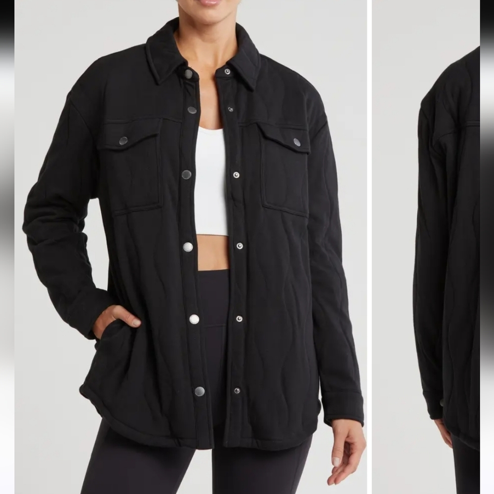 $158 Spiritual Gangster Wave Quilted Shacket Black - Picture 2 of 12